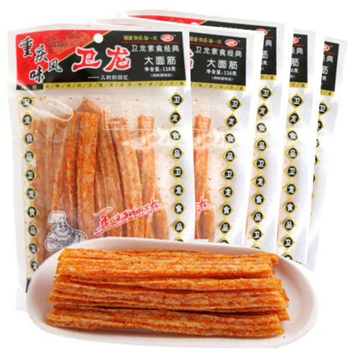 图片 一组5包! 卫龙 重庆风味怀旧经典辣条 怀旧大面筋 5x102g