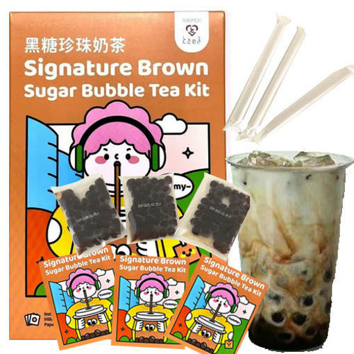 图片 Tokimeki 日式黑糖珍珠奶茶 255g (内含3套 附吸管) 日期见内页