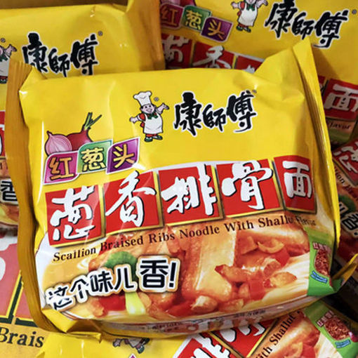 图片 康师傅方便面 红葱头 葱香排骨面 107g 日期见内页