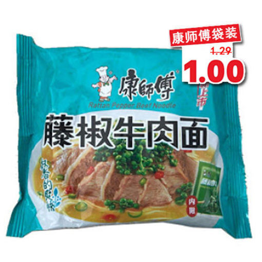 图片 康师傅方便面 藤椒牛肉面108g 日期见内页