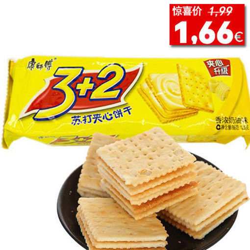 图片 康师傅 3+2苏打夹心饼干 香浓奶油味 125g 