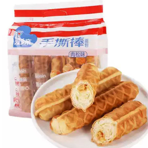 图片 爱乡亲 手撕棒面包 肉松夹心 338g 日期见内页