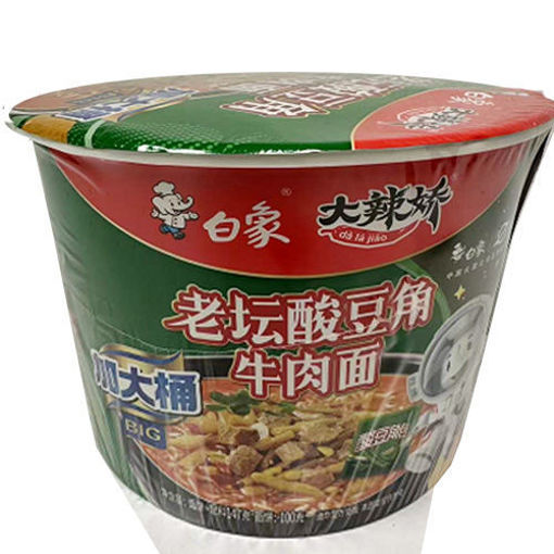 图片 白象大辣娇 老坛酸豆角牛肉面 147g 桶 日期见内页