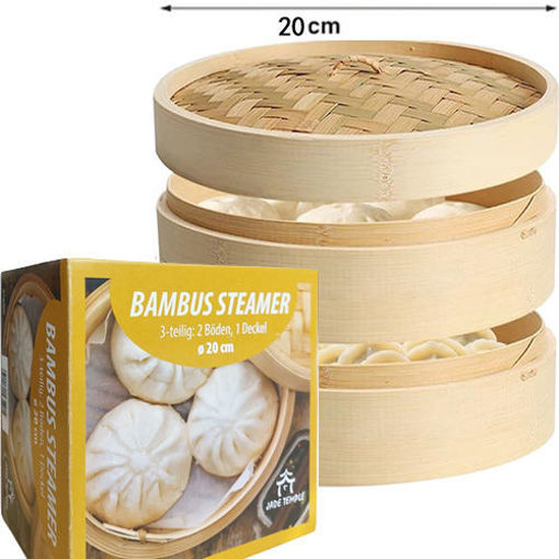 图片 竹制 蒸笼 2层蒸笼带盖 20cm 直径 